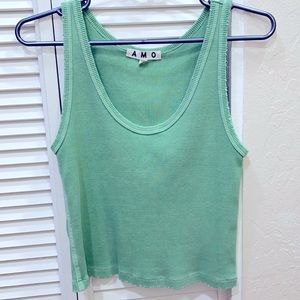 AMO Crop Rib Tank Lime Green